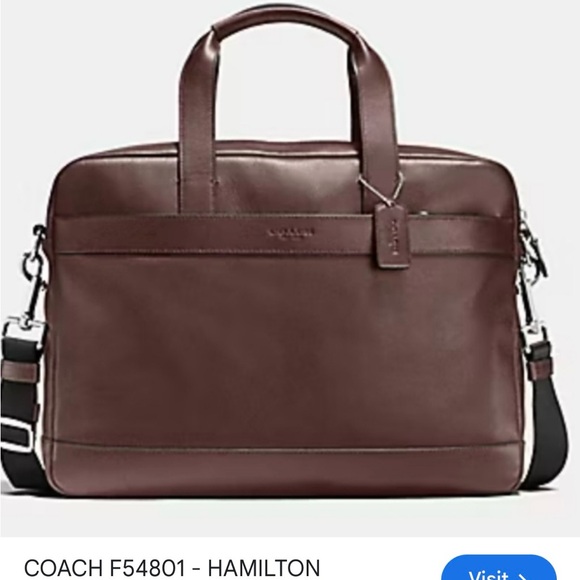 COACH Hamilton Briefcase Leather Laptop Carry Messenger Bag Commuter Case F54801